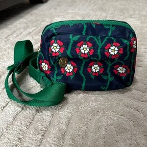 Rowing Blazers X Target Red and Navy Floral Rose Crossbody Belt Bag.